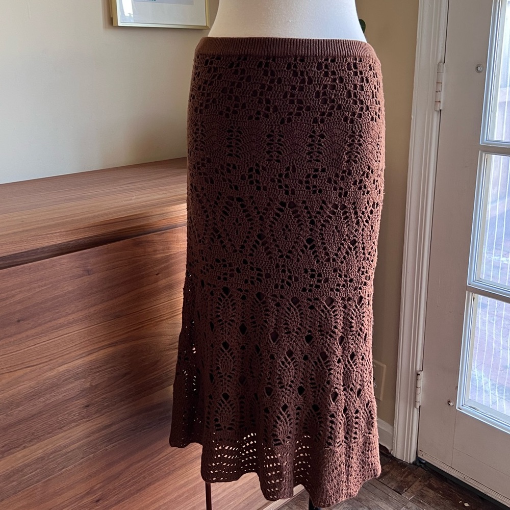 Dialogue crochet skirt midi Long Brown